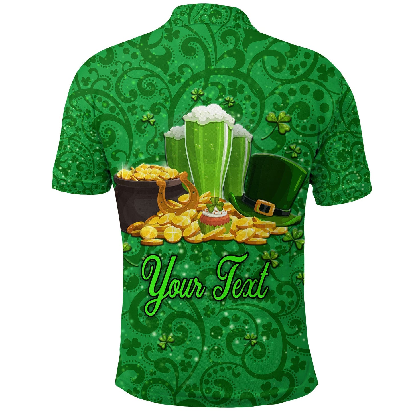 Custom Ireland Polo Shirt Happy Saint Patricks Day With Shamrock