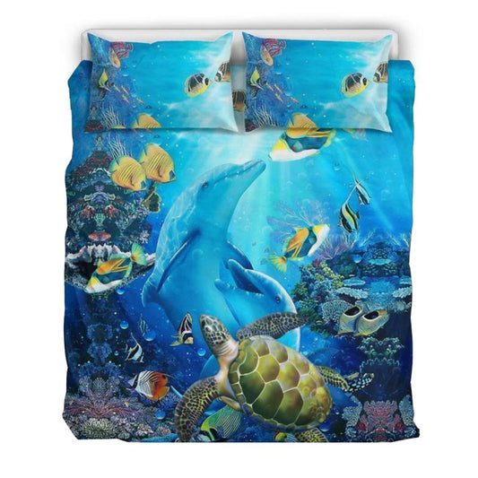 Hawaii Duvet Cover Set Dolphin & Turtle