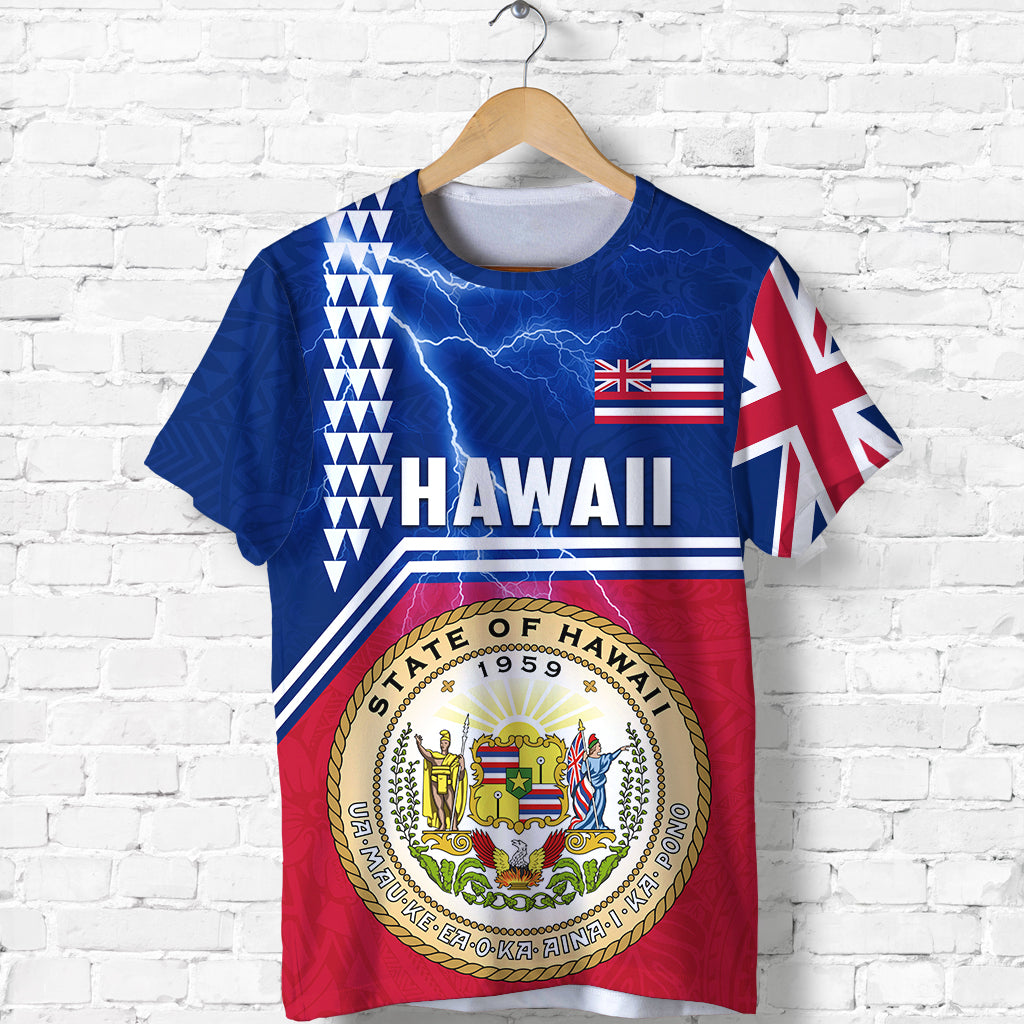 Seal of Hawaii T Shirt Kakau Polynesian Thunder Style