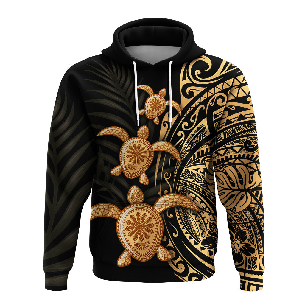 Polynesian Turtle Hoodie Honu Family Gold