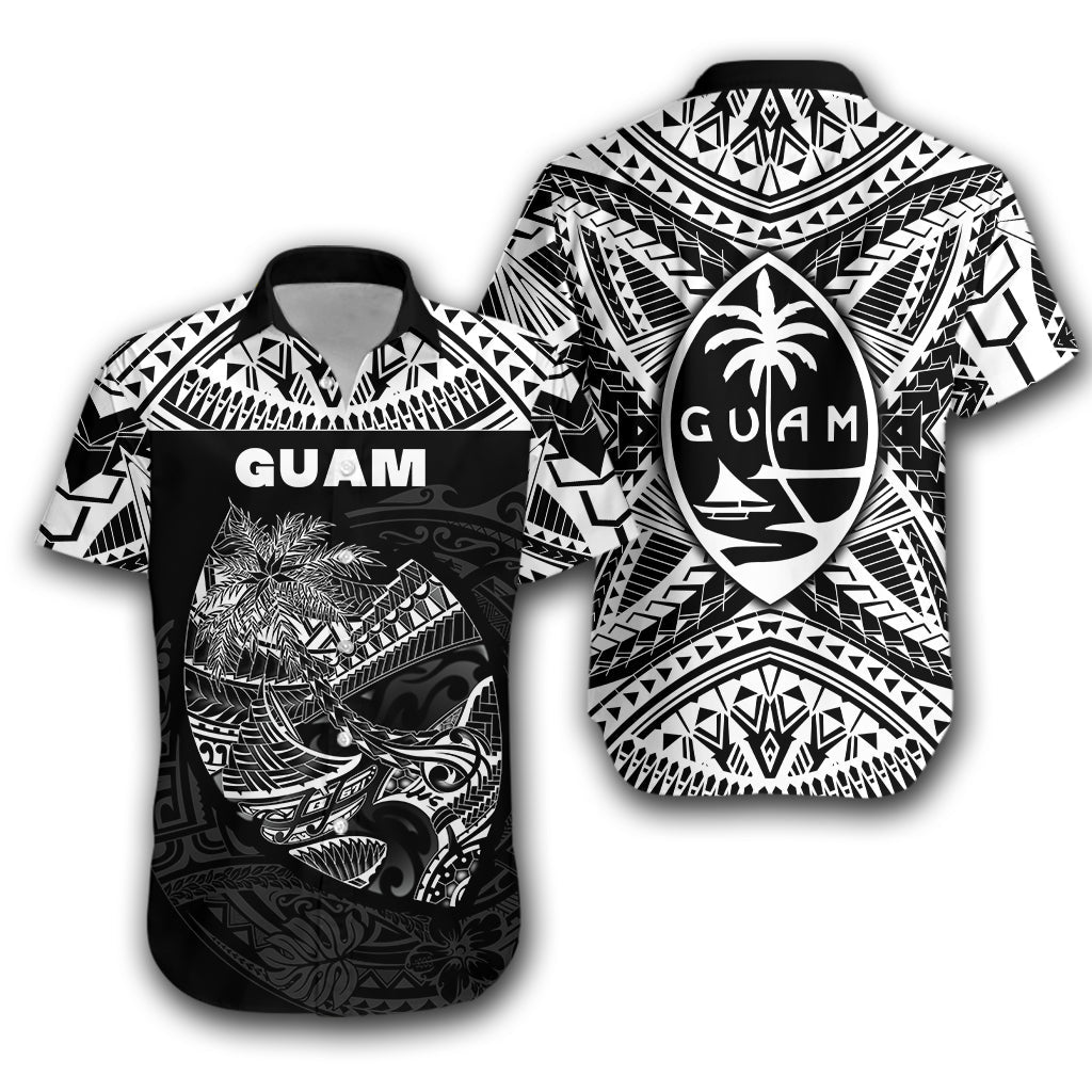 Guam Rugby Hawaiian Shirt Polynesian Patterns - Black