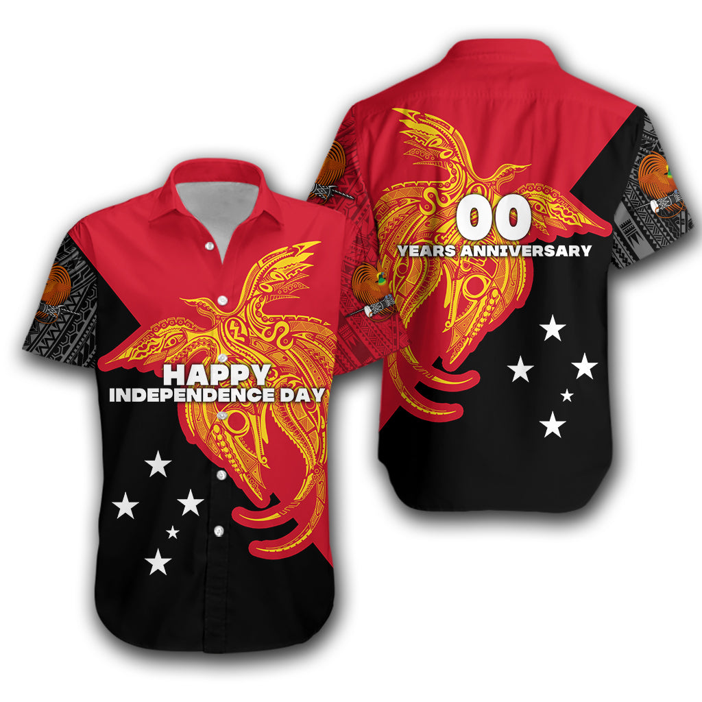 Custom Personalised Papua New Guinea Hawaiian Shirt Independence Day Flag Style