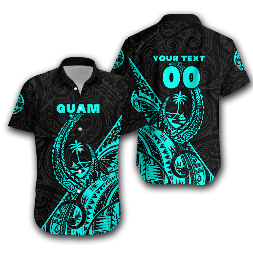 Custom Personalised Guam Rugby Hawaiian Shirt Polynesian Patterns Style - Turquoise