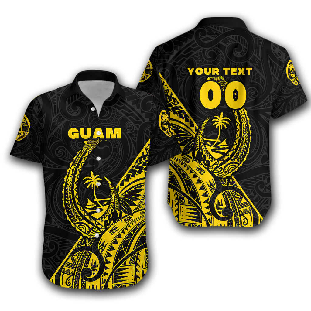 Custom Personalised Guam Rugby Hawaiian Shirt Polynesian Patterns Style - Yellow