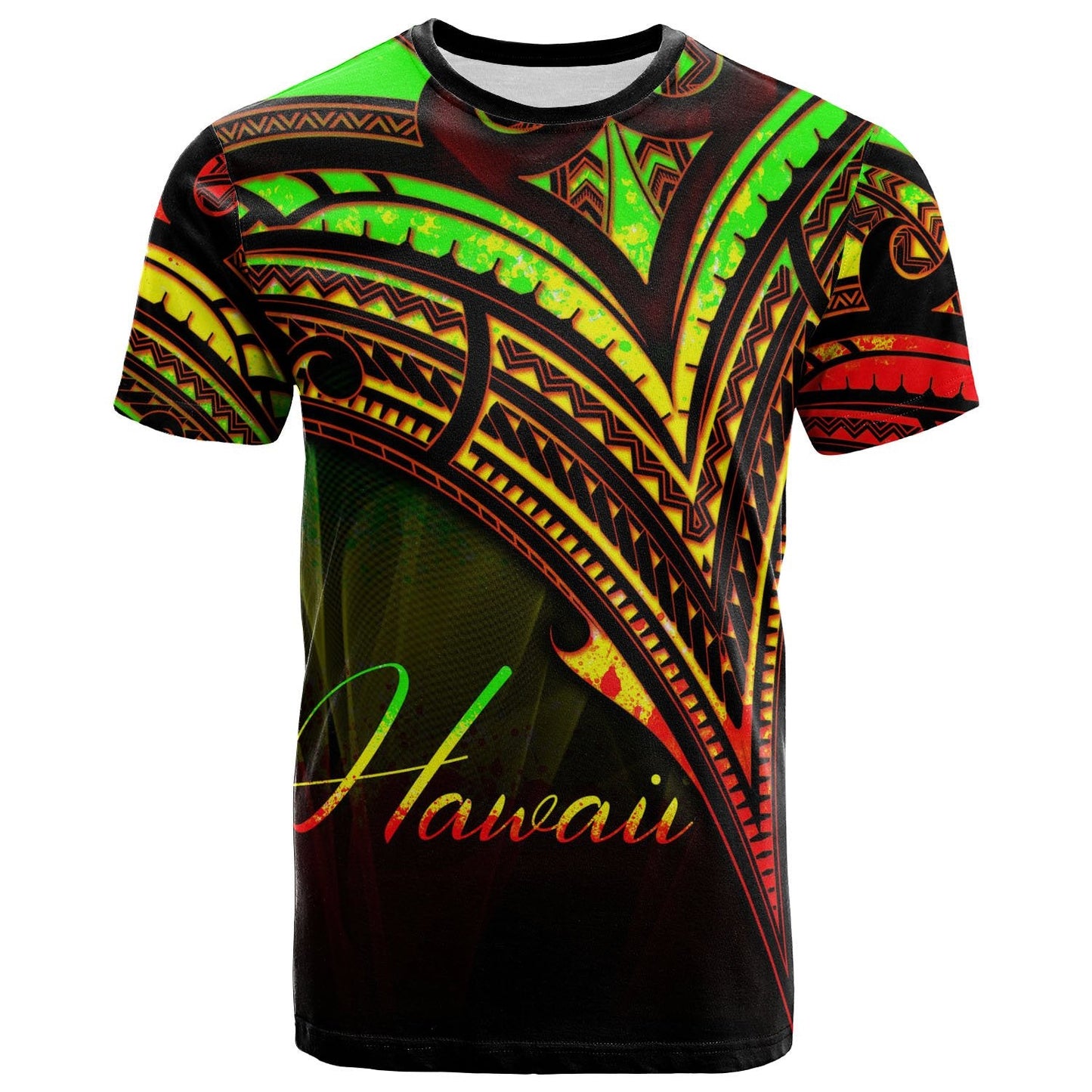 Hawaii T-Shirt - Reggae Color Cross Style