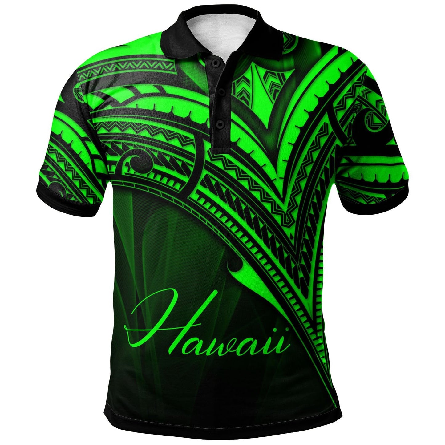 Hawaii Polo Shirt - Green Color Cross Style