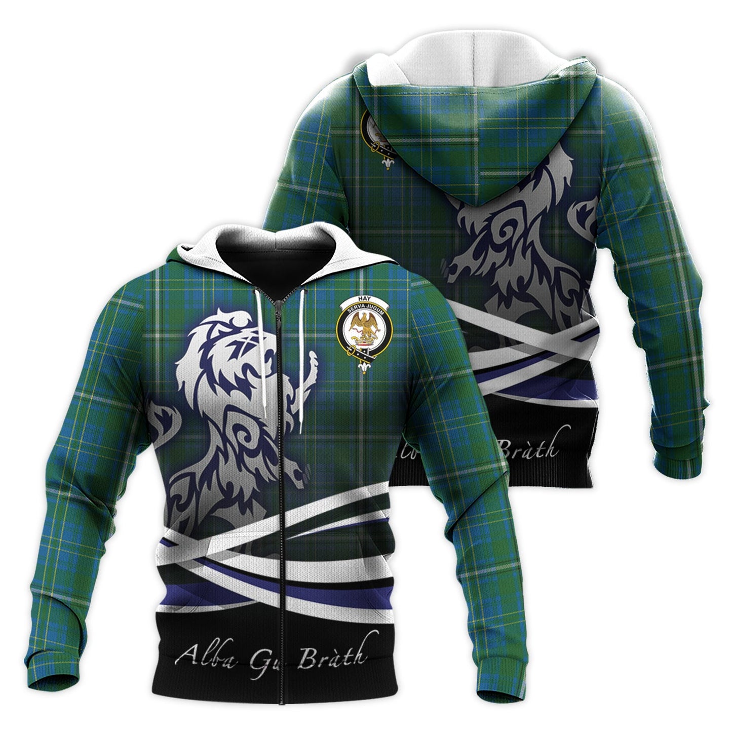 Printivon Hay Hunting Tartan Scottish Lion Hoodie