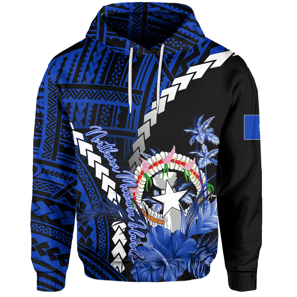 ( Personalised)Northern Mariana Islands Hoodie Polynesian Style Blue Color