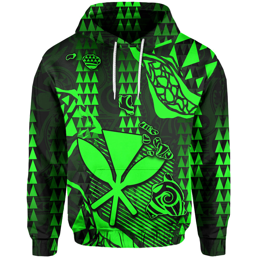 Hawaii Kanaka Map Hoodie Green Style All Over Print