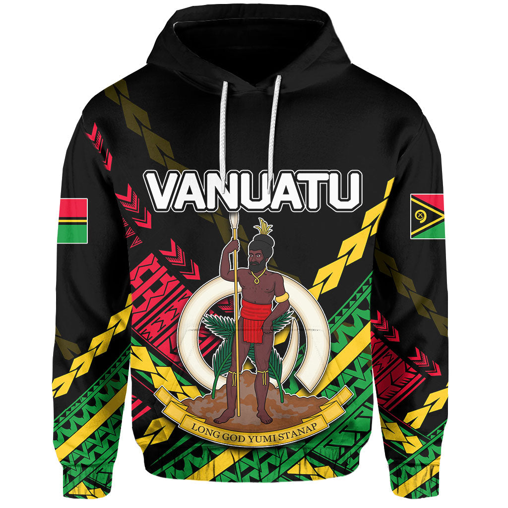 Vanuatu All Over Hoodie Polynesian Style Vanuatu Coat Of Arms Printed Zip Up Hoodie