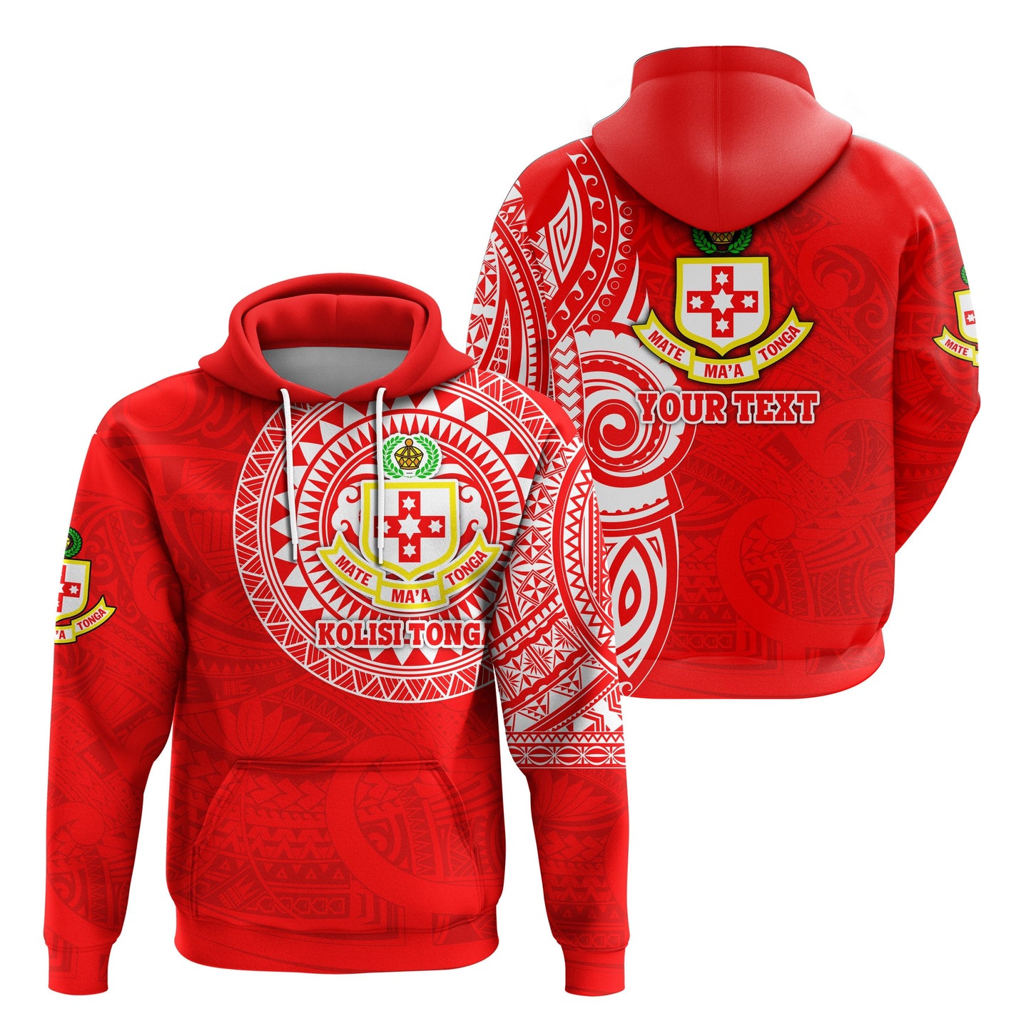 Custom Text Kolisi Tonga Hoodie Mate Ma'a Tonga Polynesian Tattoo Style