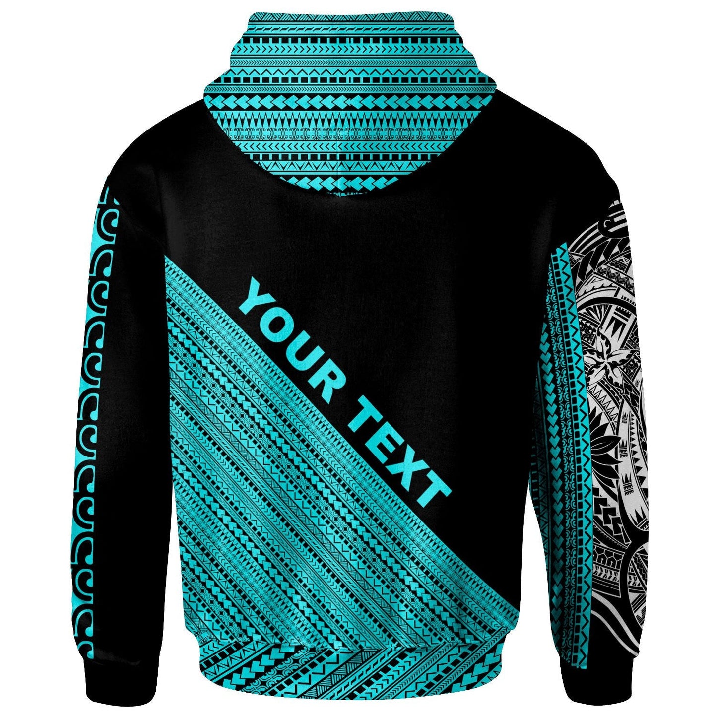 Marshall Islands Zip Hoodie Polynesian Diagonal Pattern Blue