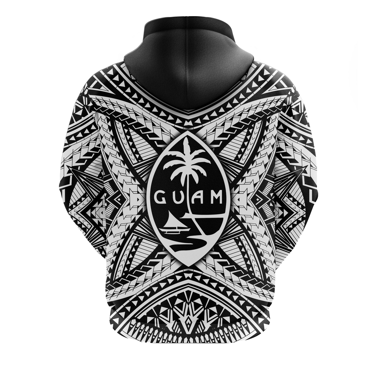 Guam Rugby Hoodie Polynesian Patterns White