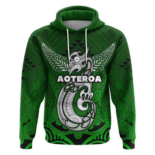 Custom Text Maori Aotearoa Manania Hoodie Simple Sport Style Green