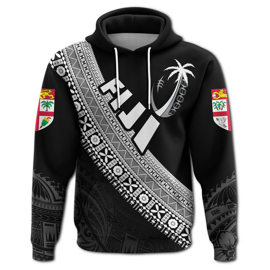 Custom Text Fiji Tapa Rugby Hoodie version Style You Win White