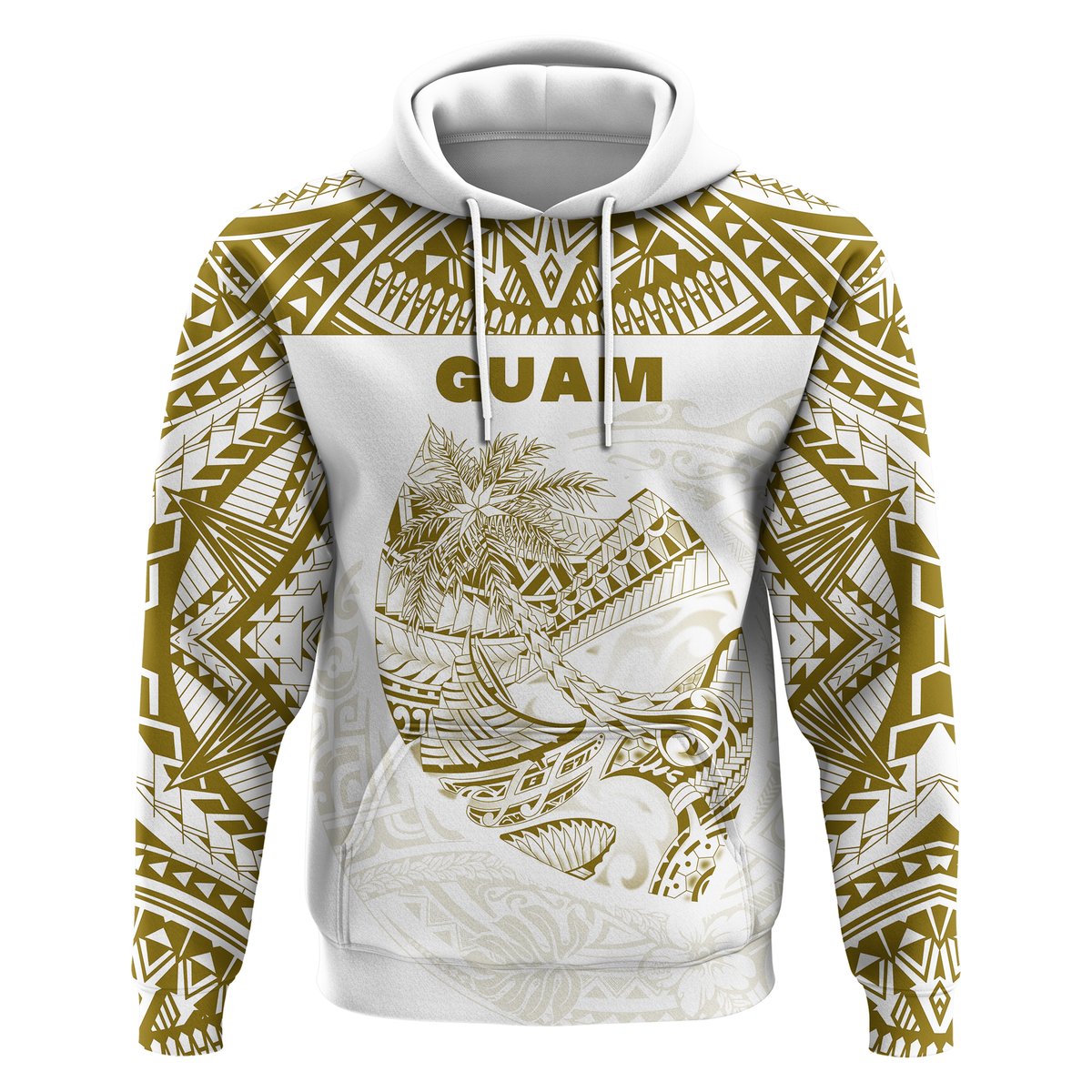 ( Personalised) Guam Rugby Hoodie Polynesian Patterns Gold Old
