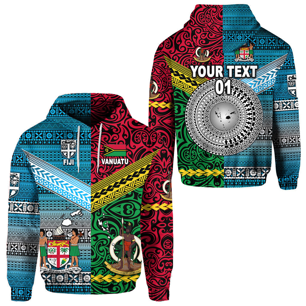 ( Personalised) Vanuatu And Fiji Hoodie Together Bright Color, Text And Number