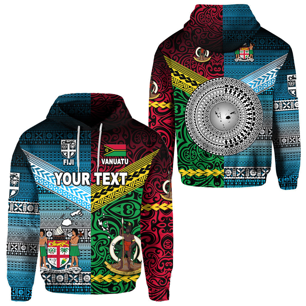 ( Personalised) Vanuatu And Fiji Hoodie Together Blue