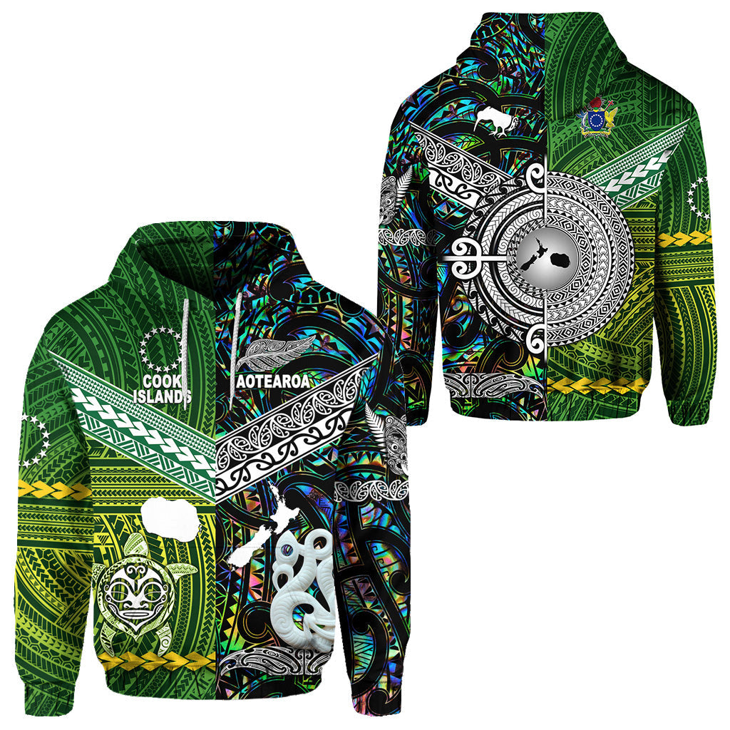 New Zealand Maori Aotearoa Hoodie Cook Islands Together Paua Shell