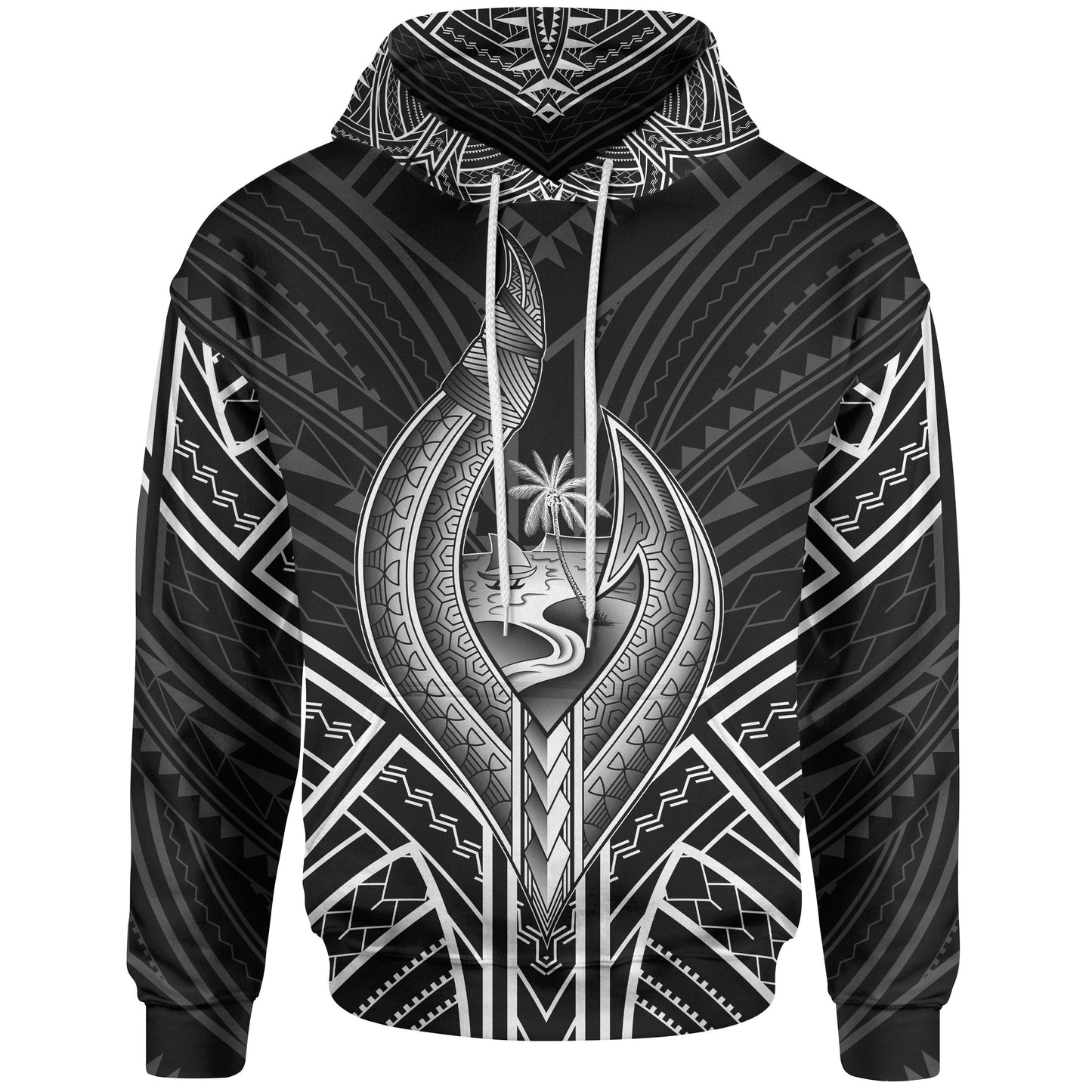 Guam Hoodie Guam Seal Chamorro Tribal White Color