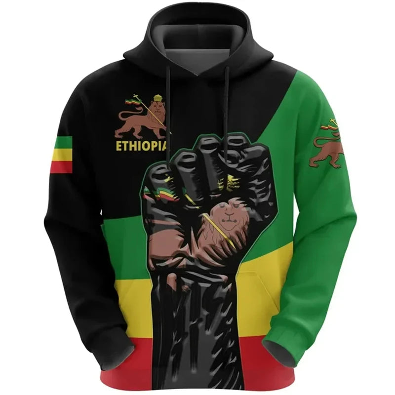 Ethiopia Lion Of Judah Hoodie Ethiopia Flag Zip Hoodie All Over Print