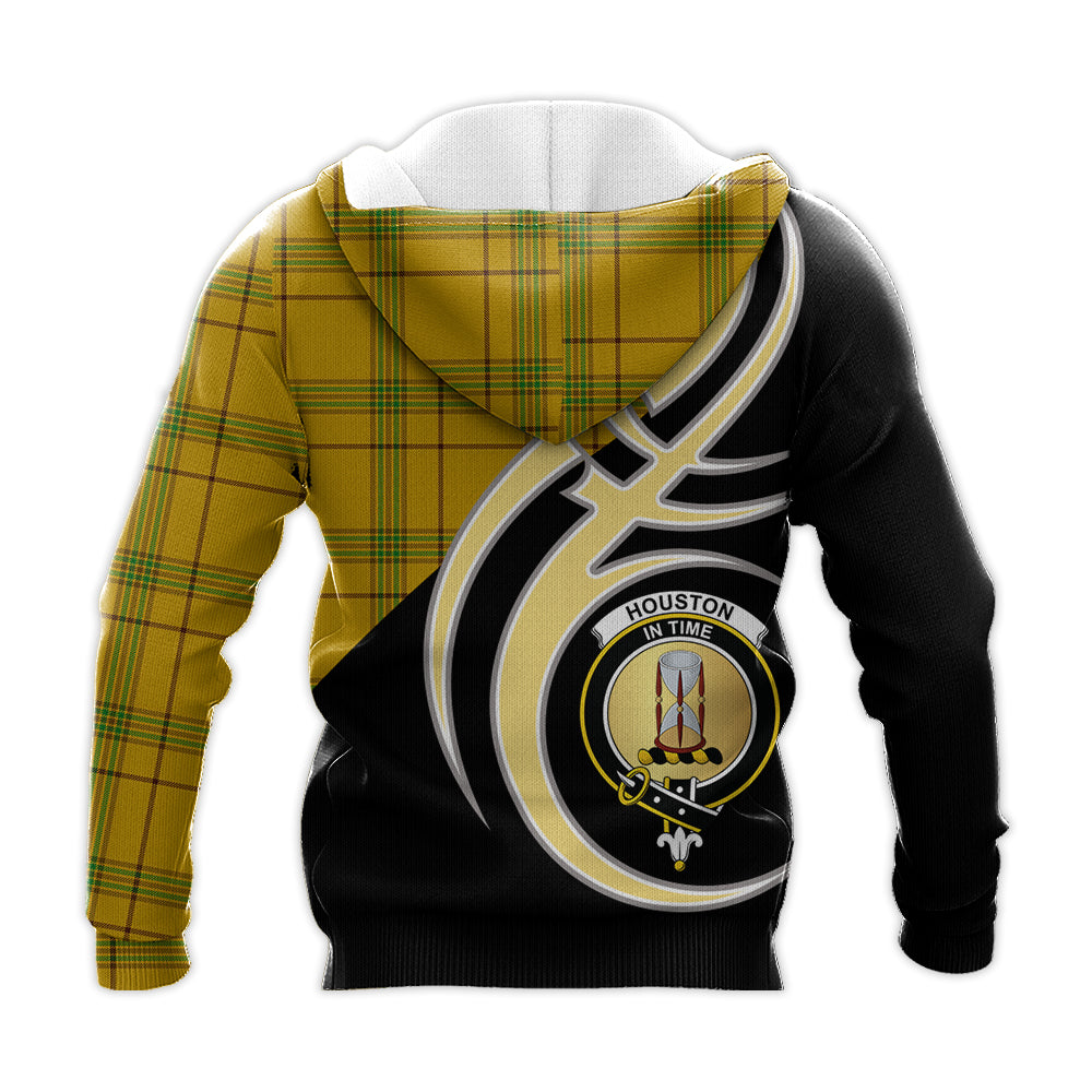 Printivon Houston Clan Believe In Me Crest Tartan Knitted Hoodie Custom Your Text