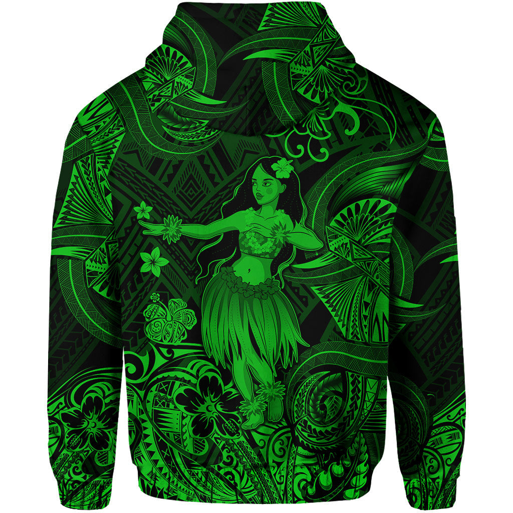 Hawaii Hula Girl Polynesian Hoodie Unique Style Green