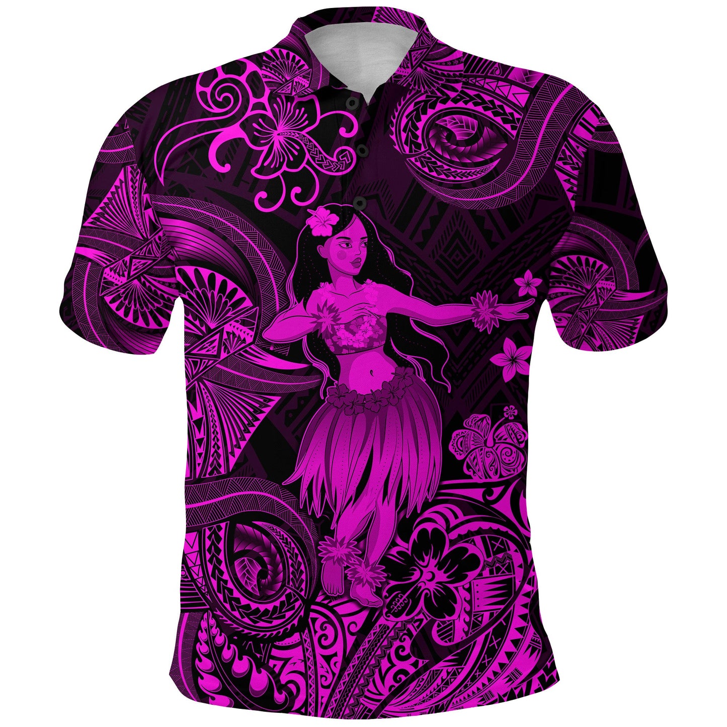 Hawaii Hula Girl Polynesian Polo Shirt Unique Style - Pink