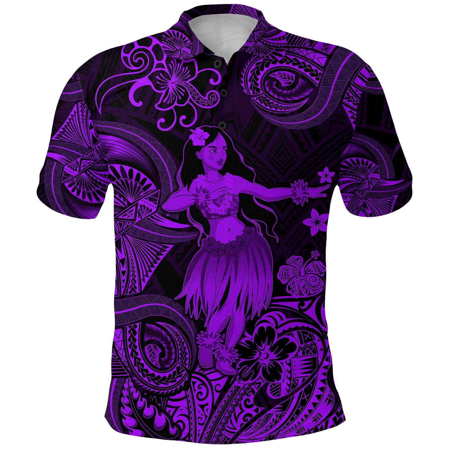 Hawaii Hula Girl Polynesian Polo Shirt Unique Style - Purple