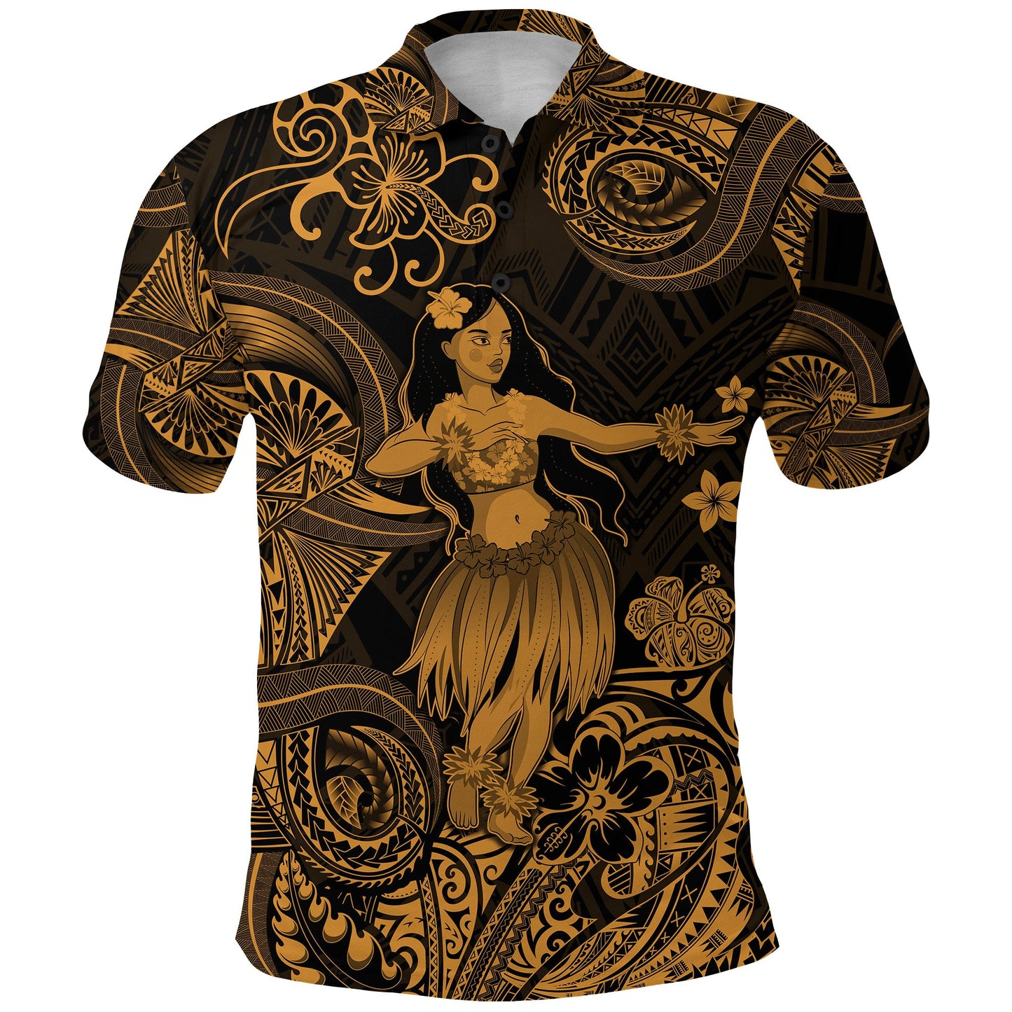 Hawaii Hula Girl Polynesian Polo Shirt Unique Style - Gold