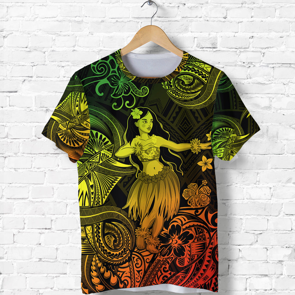 Hawaii Hula Girl Polynesian T Shirt Unique Style - Reggae