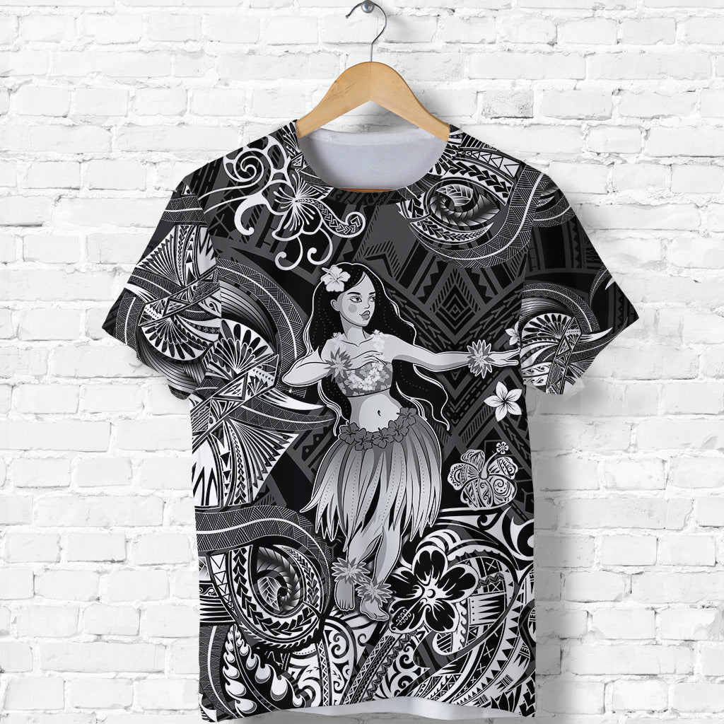 Hawaii Hula Girl Polynesian T Shirt Unique Style Black