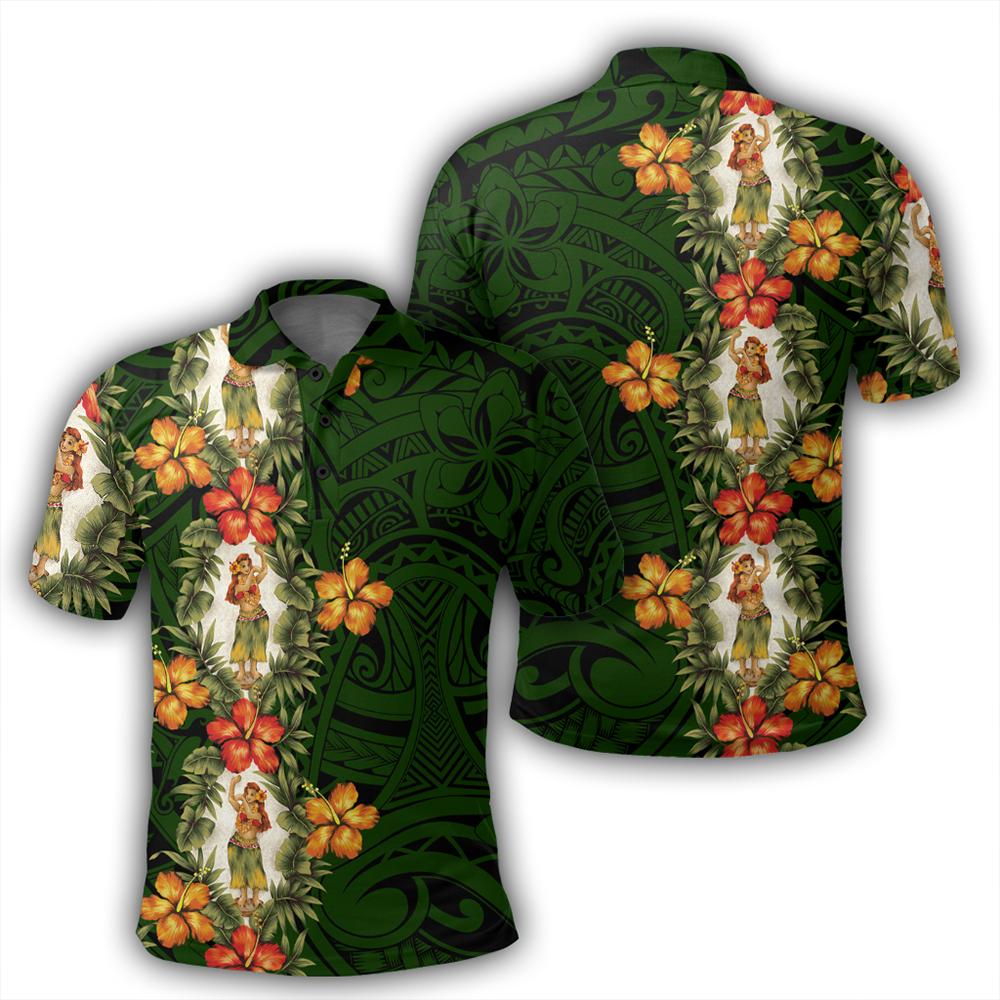 Hawaii Polo Shirt - Hula Girl Tropical Style Polo Shirt - AH