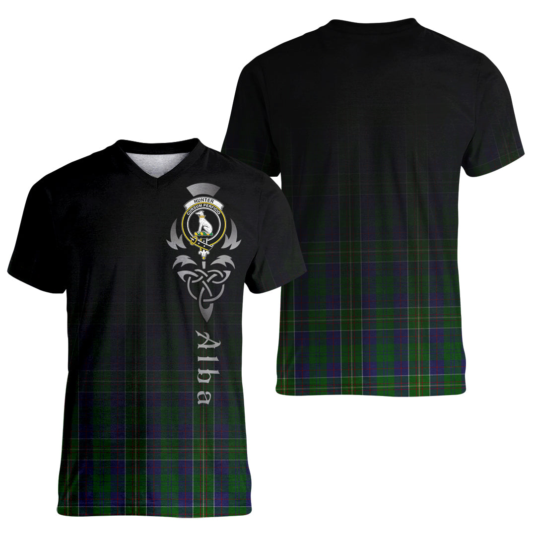 Printivon Hunter of Hunterston Tartan Crest Alba Celtic T Shirt