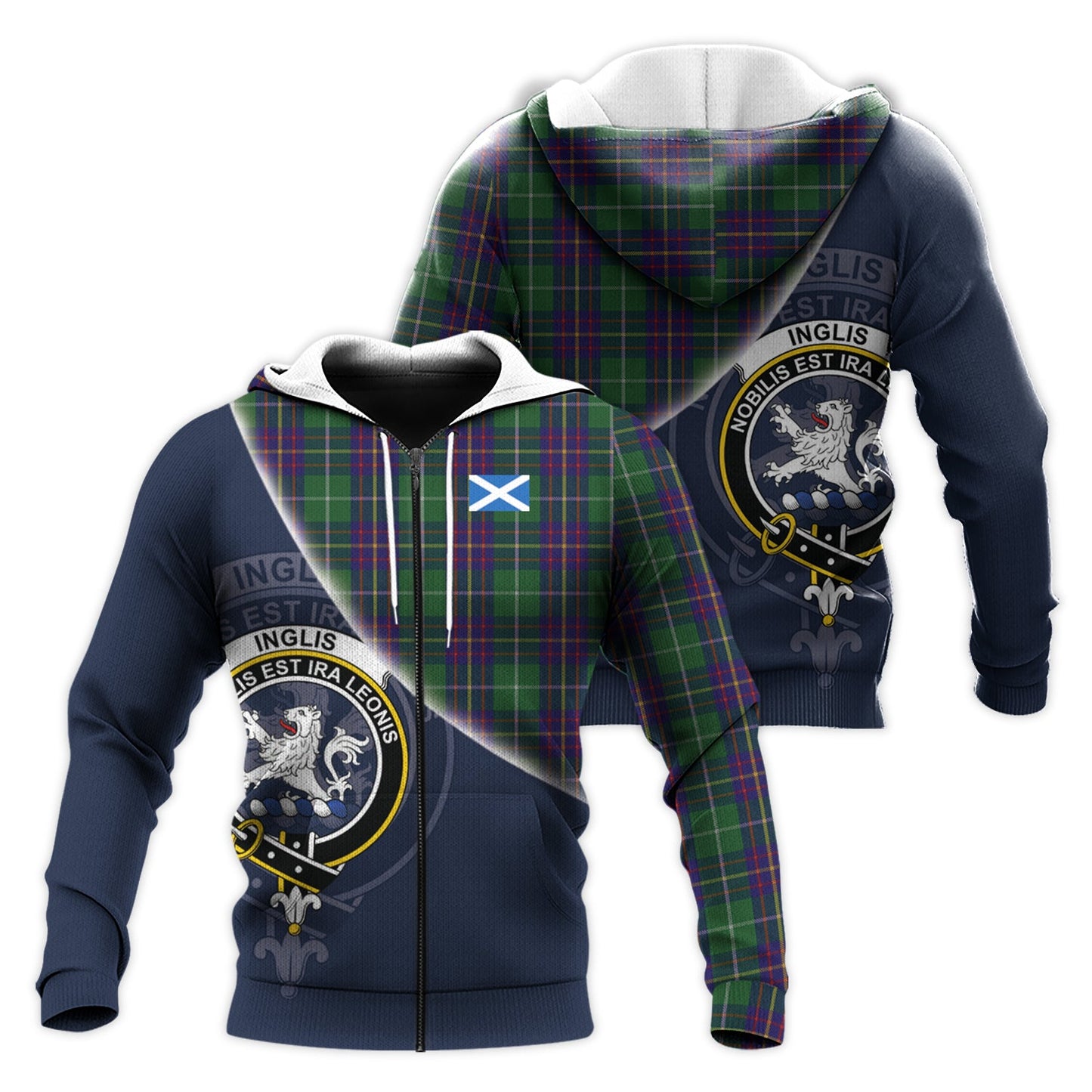 Printivon Inglis Tartan Scottish Crest Hoodie