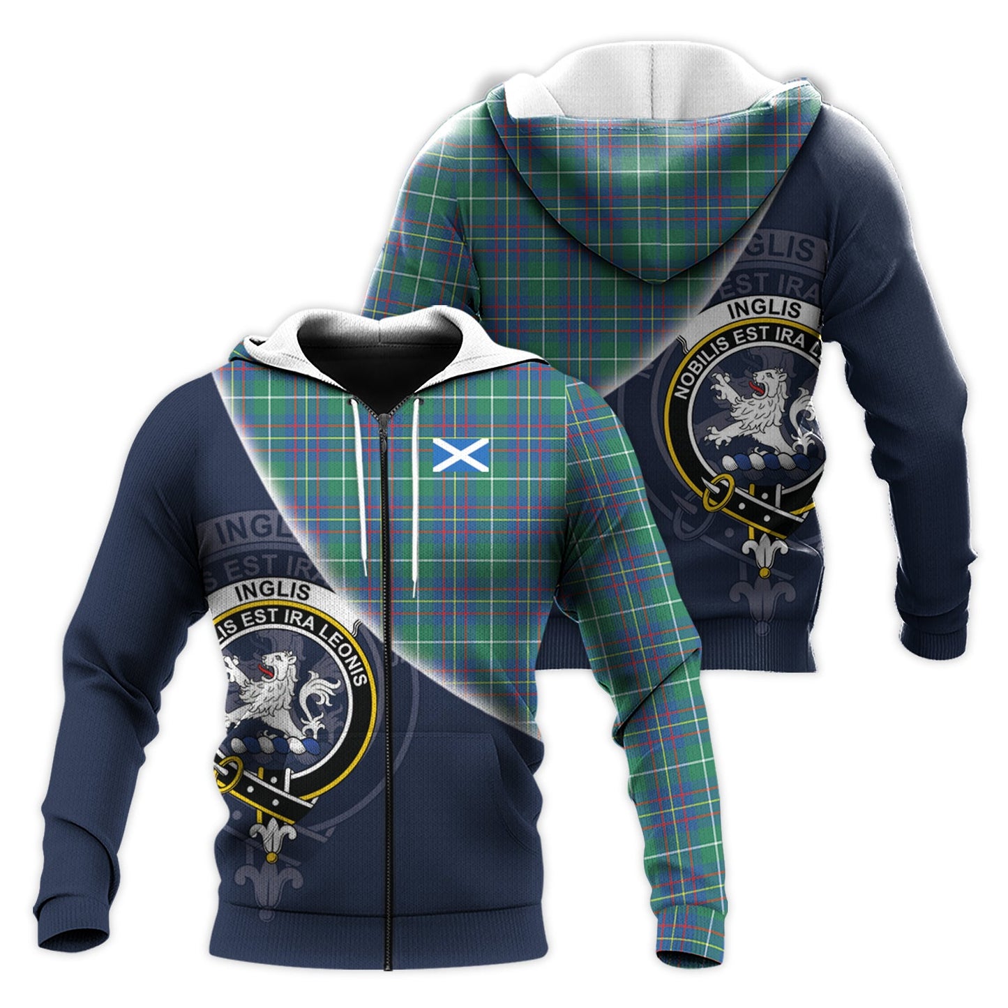 Printivon Inglis Ancient Tartan Scottish Crest Hoodie