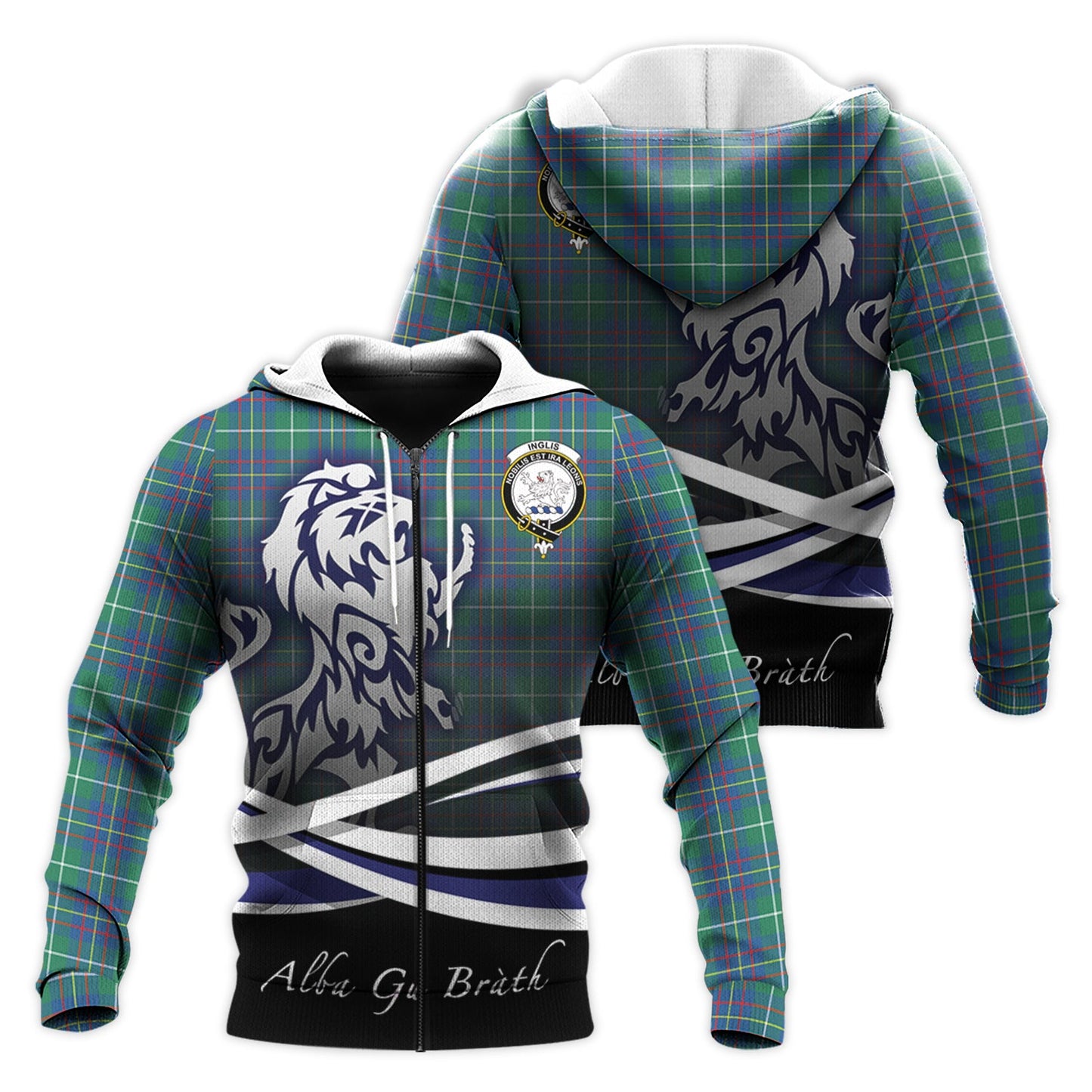 Printivon Inglis Ancient Tartan Scottish Lion Hoodie
