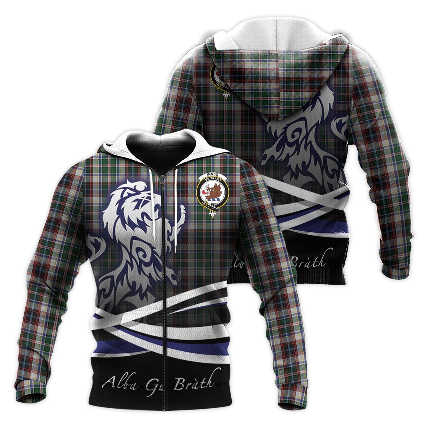 Printivon Innes Dress Tartan Scottish Lion Hoodie