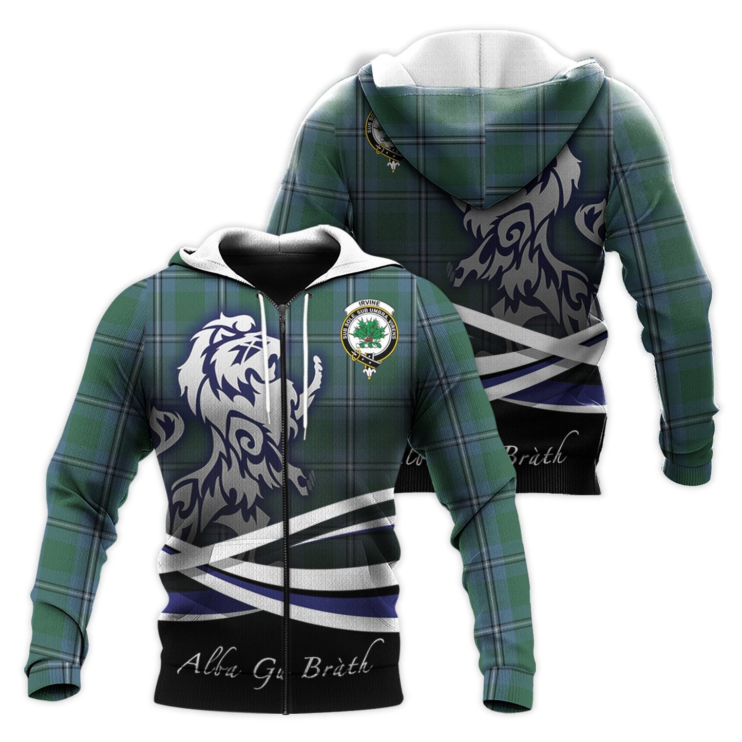 Printivon Irvine Of Drum Tartan Scottish Lion Hoodie