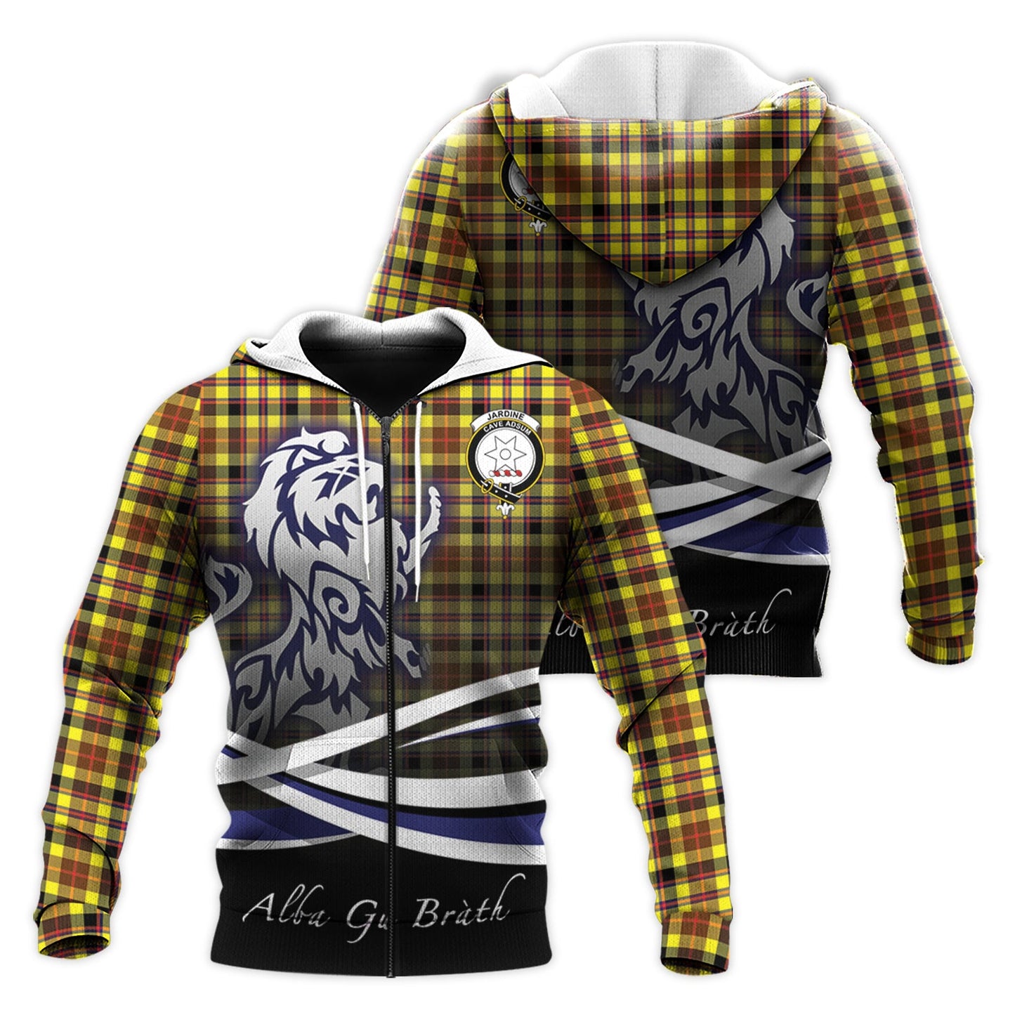 Printivon Jardine Modern Tartan Scottish Lion Hoodie