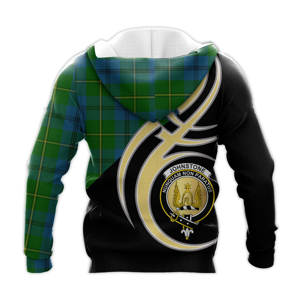 Printivon Johnstone Clan Believe In Me Crest Tartan Knitted Hoodie Custom Your Text
