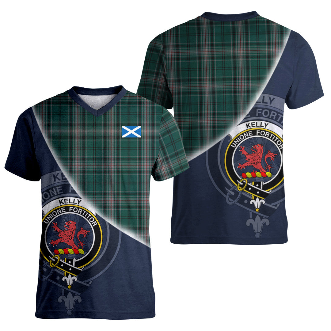 Printivon Kelly of Sleat Hunting Tartan Scottish Crest T Shirt