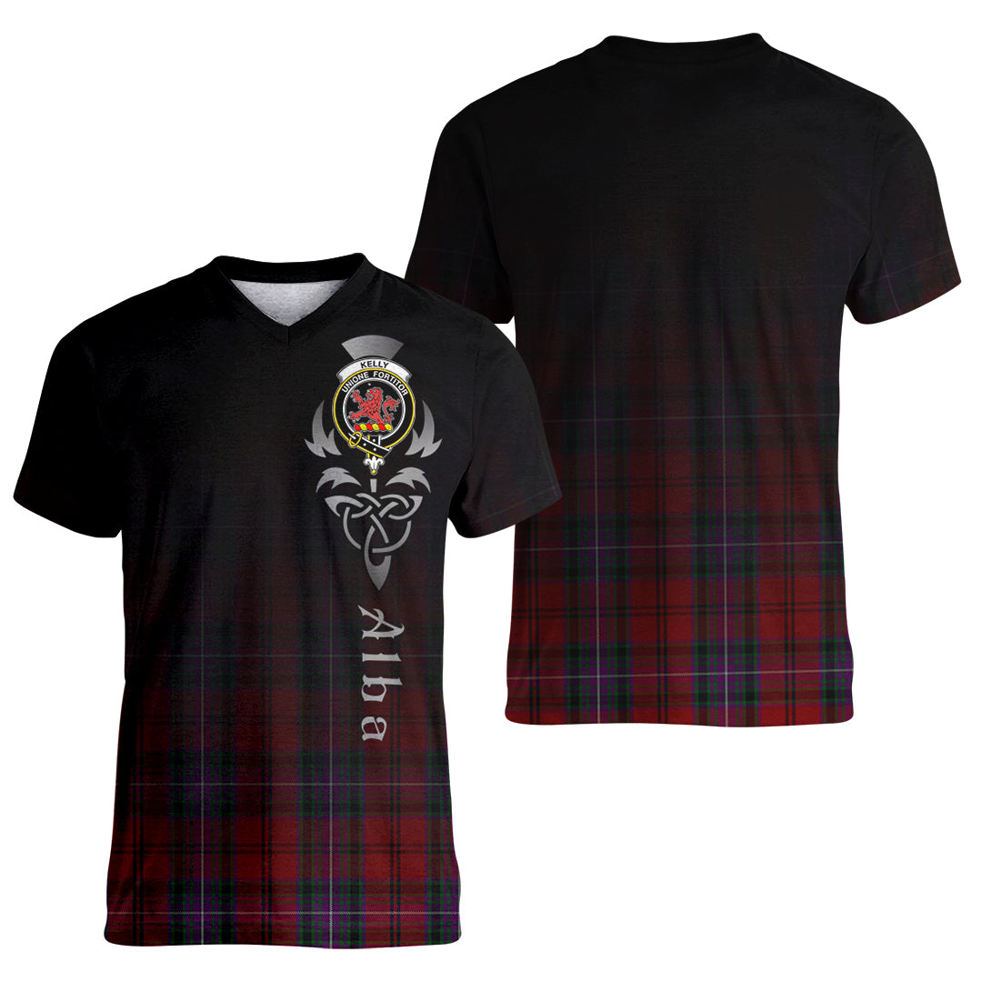 Printivon Kelly of Sleat Red Tartan Crest Alba Celtic T Shirt