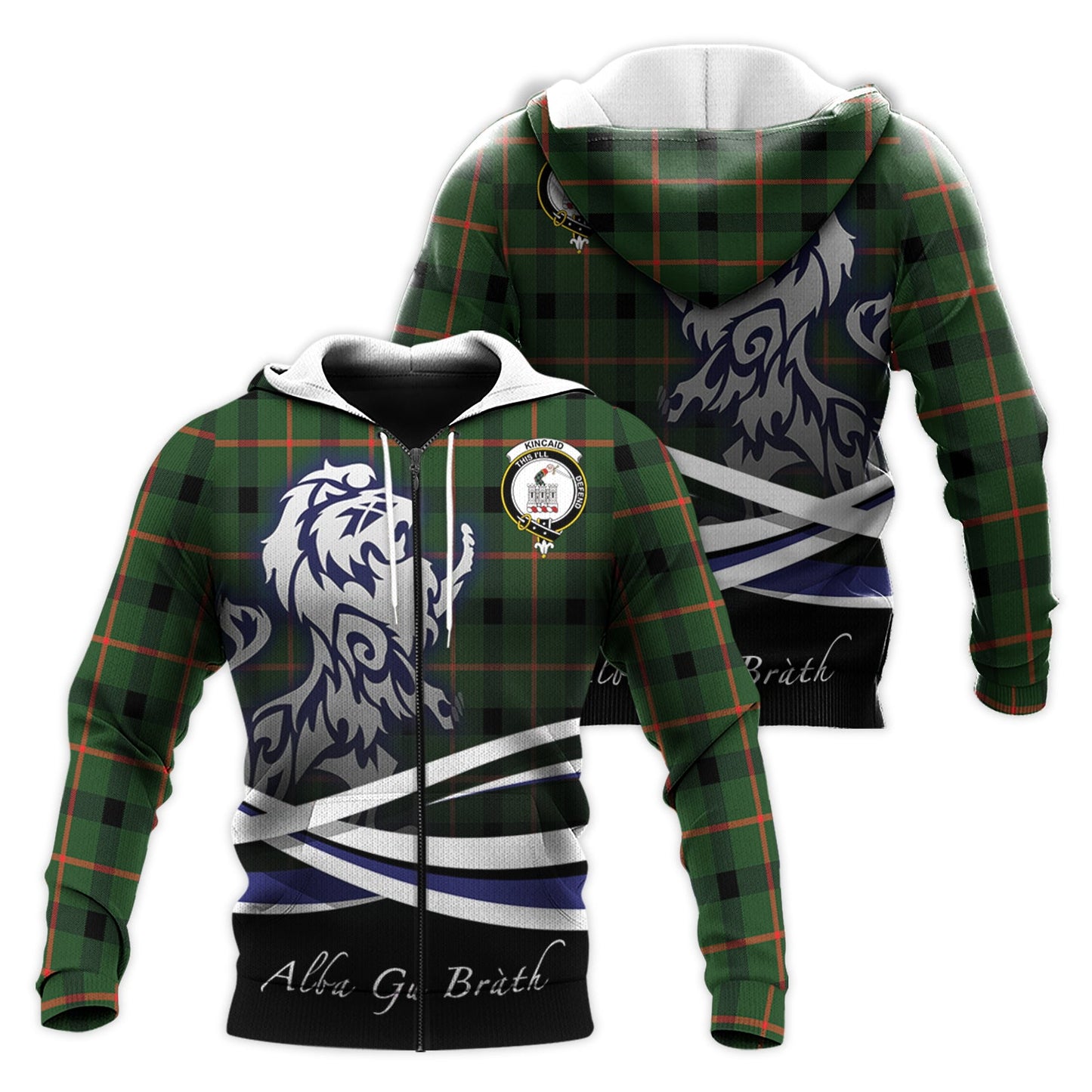 Printivon Kincaid Modern Tartan Scottish Lion Hoodie
