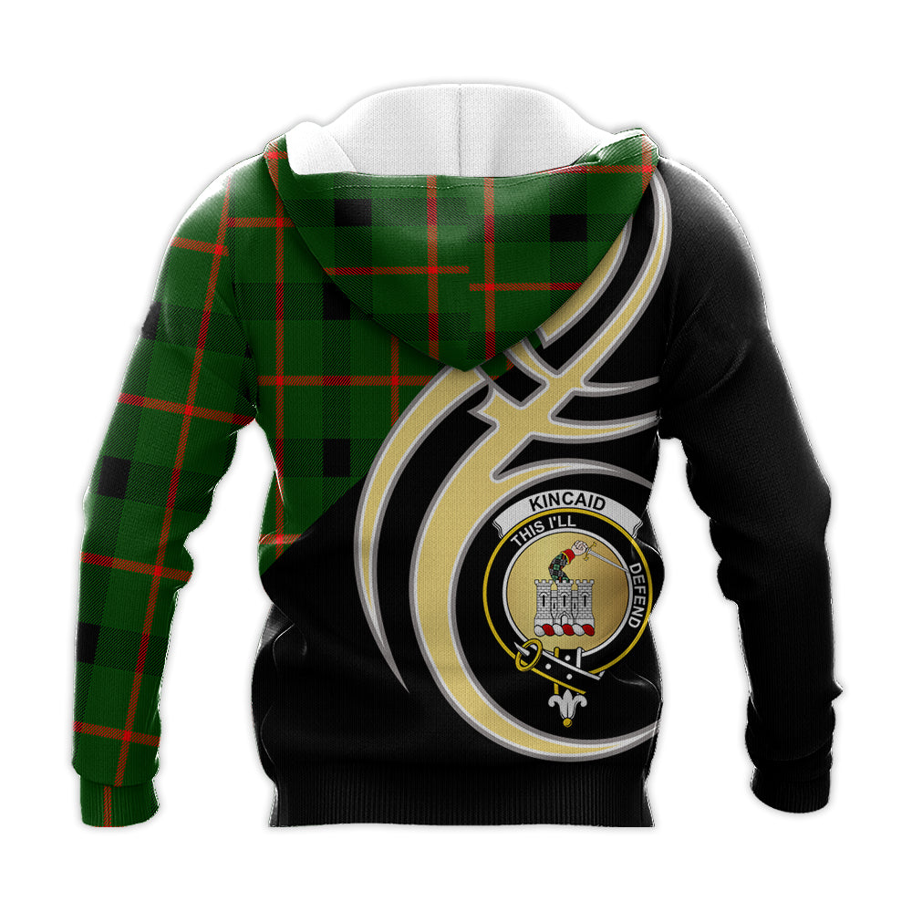 Printivon Kincaid Modern Clan Believe In Me Crest Tartan Knitted Hoodie Custom Your Text