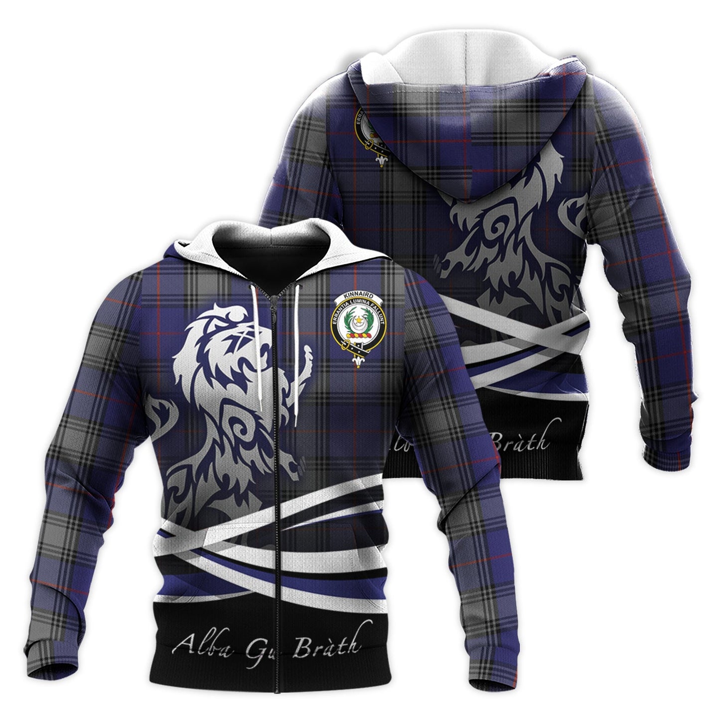 Printivon Kinnaird Tartan Scottish Lion Hoodie