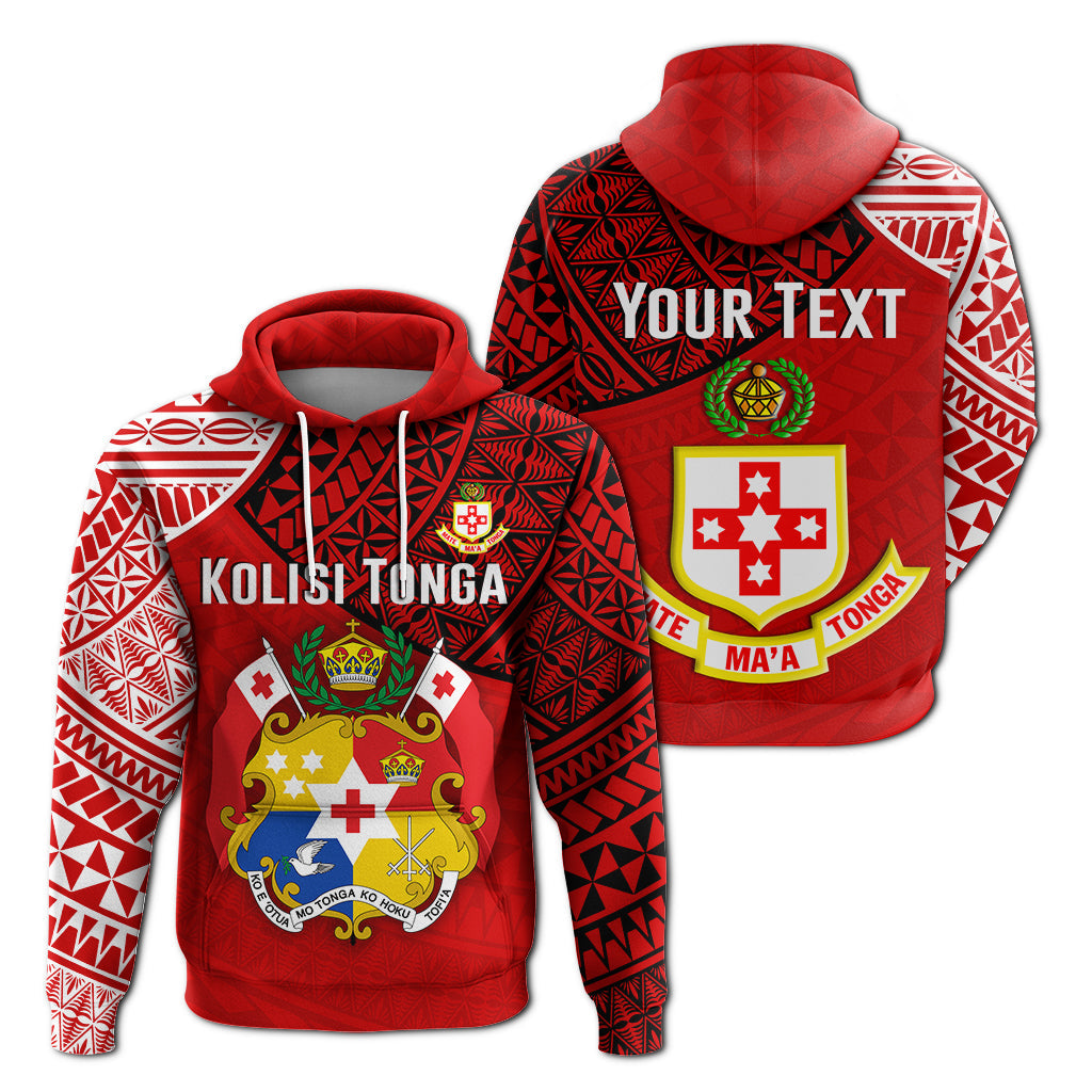 Custom Text Tonga College Atele Hoodie Personalised Kolisi Tonga Red Zip Up Hoodie
