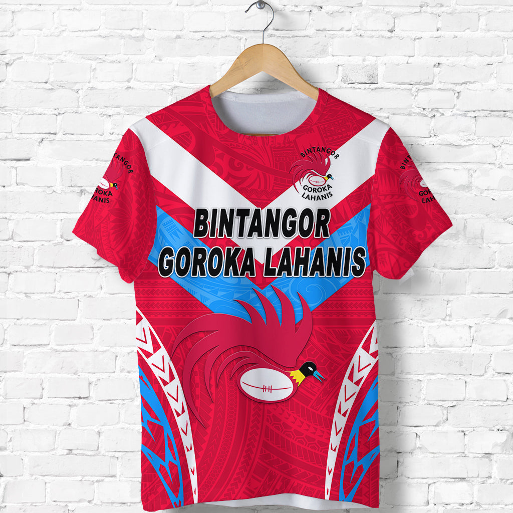 Custom Personalised Papua New Guinea Bintangor Goroka Lahanis T Shirt Rugby Original Style - Red, Custom Text And Number
