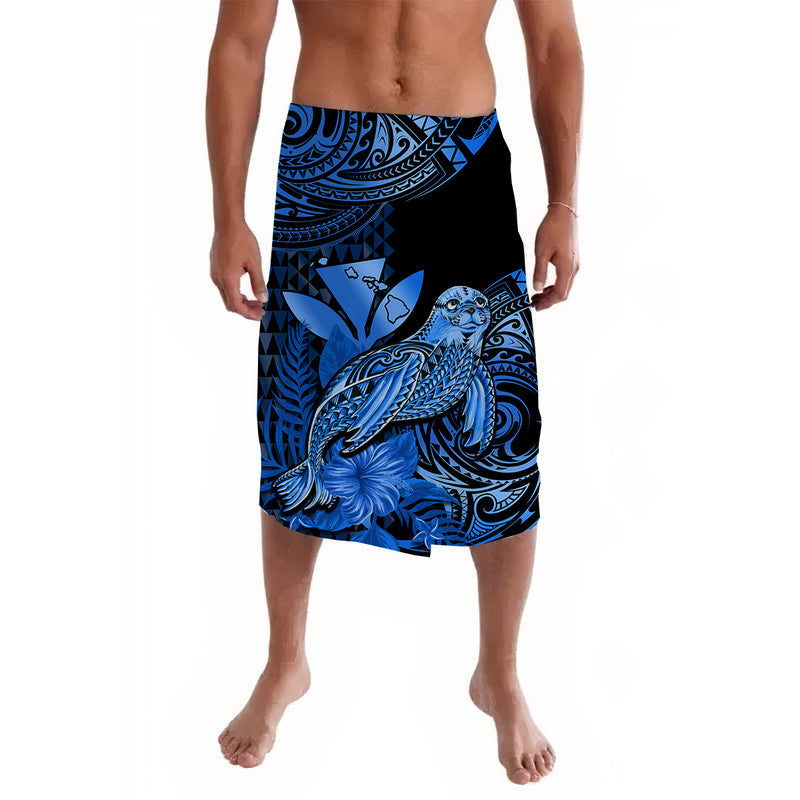 Hawaii Monk Seal Lavalava Polynesian Kakau With Kanaka Blue