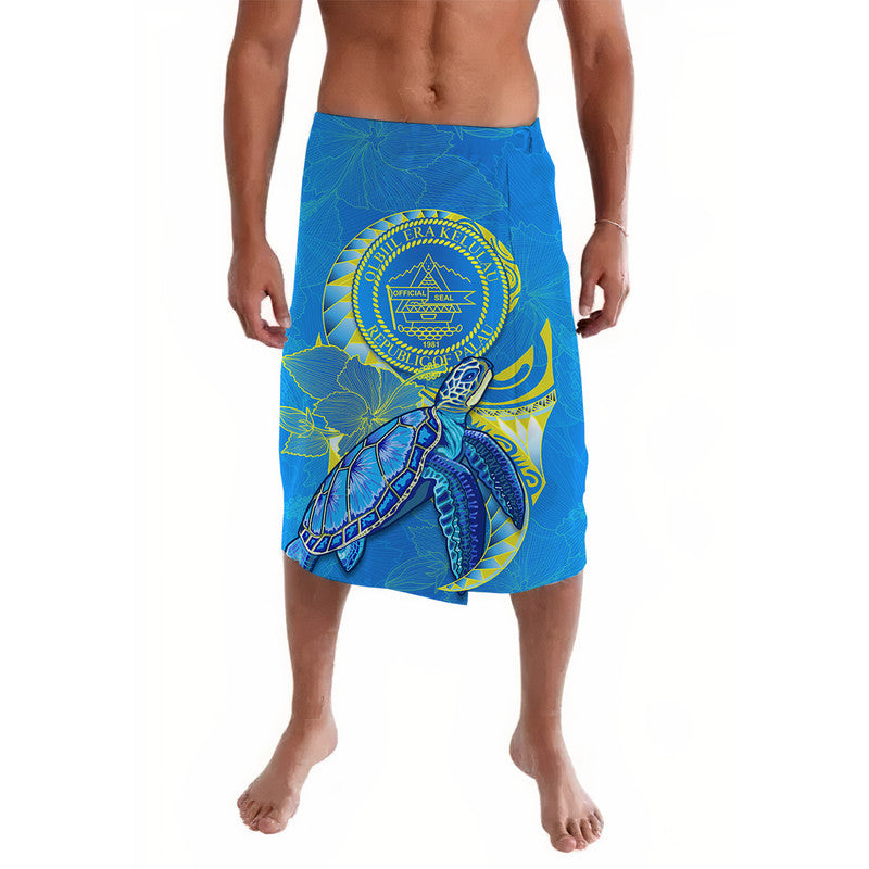 Palau Lavalava Hibiscus Turtle Mix Coat Of Arms Blue Version